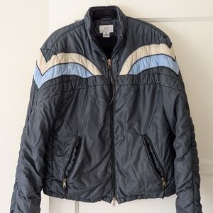 Men Vintage Armani Puffer Jacket – Blue Retro 90s Streetwear Style